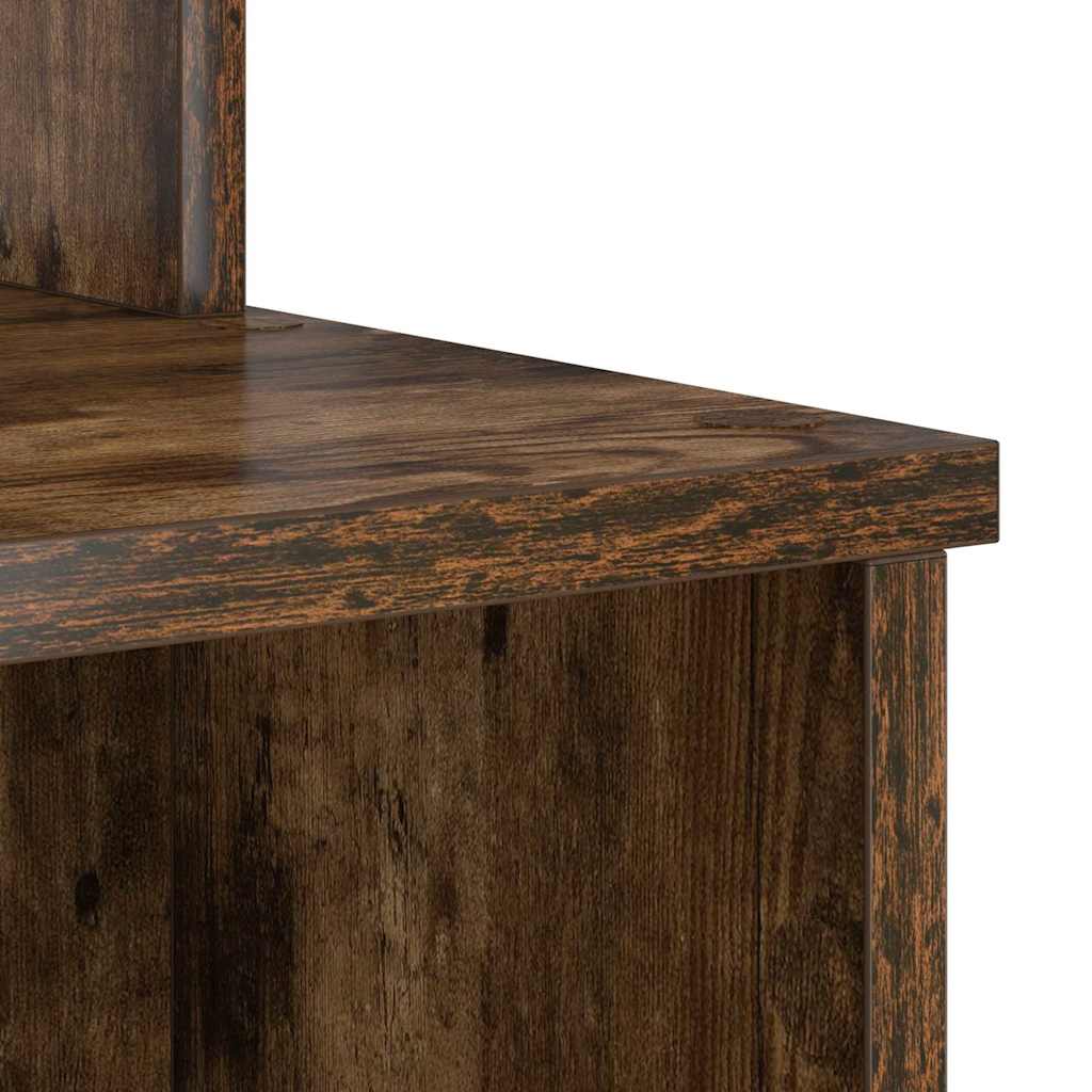 Desk with Shelf Smoked Oak 120.5 x 44 x 88.5 cm