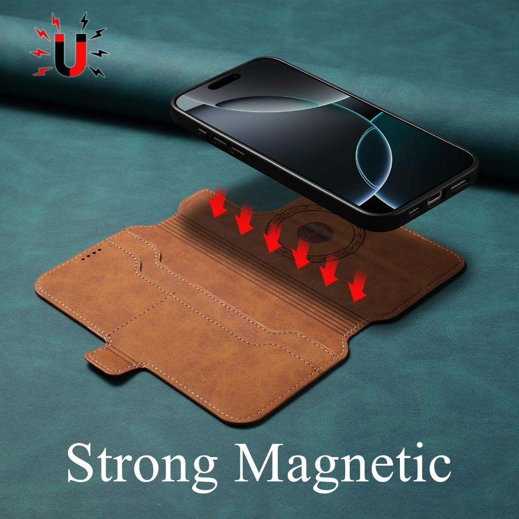 2 in 1 Removable Magnetic Charging Case For iPhone 17 16 13 14 15 Pro Max 16Plus Air Retro Leather Wallet Card Holder Book Cover