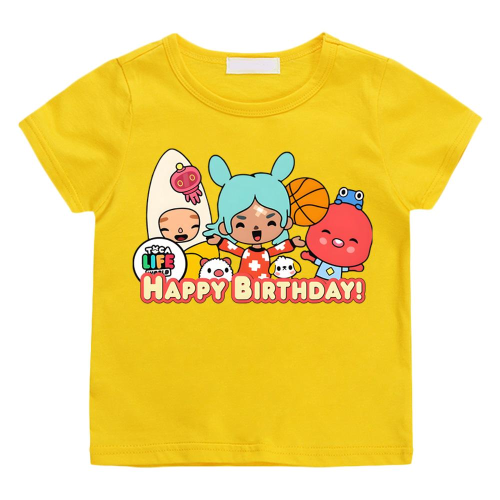 

Toca Boca World Kawaii Хлопковые Футболки с Коротким Рукавом для Мальчиков, Девочек, Детей, Футболка с Графическим Принтом, Одежда 2T жёлтый