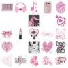 50 Cute Pink Minimalist Waterproof Stickers for Suitcases and Bicycles