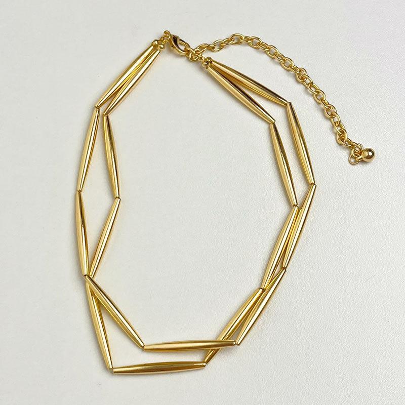 Simple Cold Wind Metal Tube Splicing Necklace Fashion Niche Temperament Collarbone Chain Personality Light Luxury High-end Jewelry