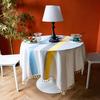 Tassel Table Fabric Stitching Plaid Cotton Linen Tablecloth Thickened Wrinkle -Resistant Round Square Cover Cloth