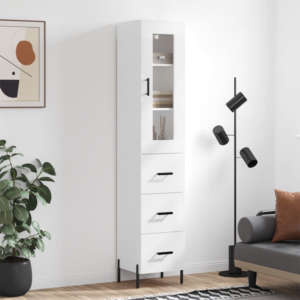 Highboard White 34.5 x 34 x 180 cm Particle Board