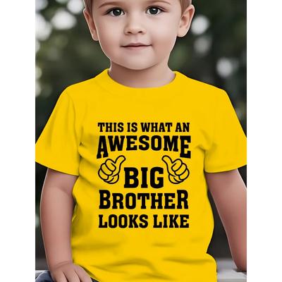 Europäische Größen Kinder Jungen Sommer Kurzarm T-Shirt mit Aufdruck "So sieht ein toller großer Bruder aus" - Lässiges Rundhals-T-Shirt Geeignet