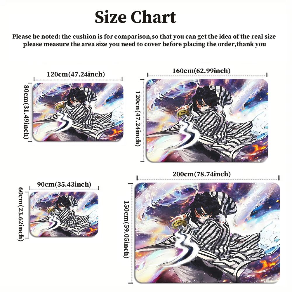 Anime Swordsman Area Rug,Cosmic Nebula Style  Floor Mat,Decorative Carpet for Gaming Room Bedroom,Washable Home Decor Gift