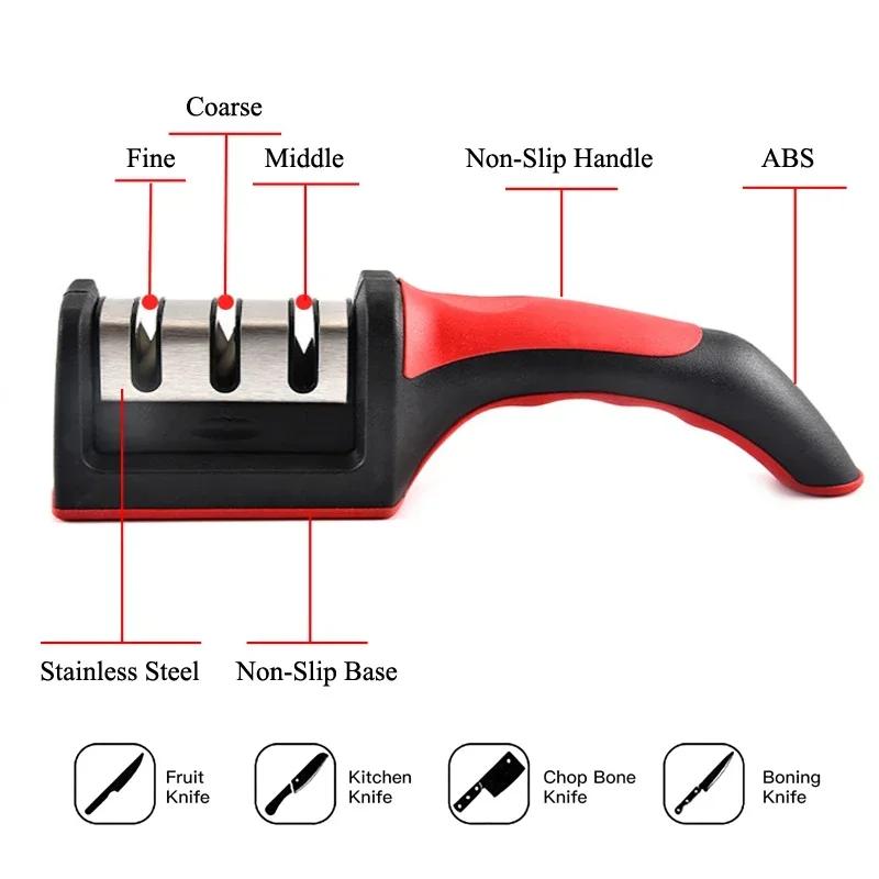 3-Stufen Messerschärfer Küchenmesser Schärfstein Wolfram Keramik Schärfer Werkzeuge Klingen polieren für Stahlmesser Scheren