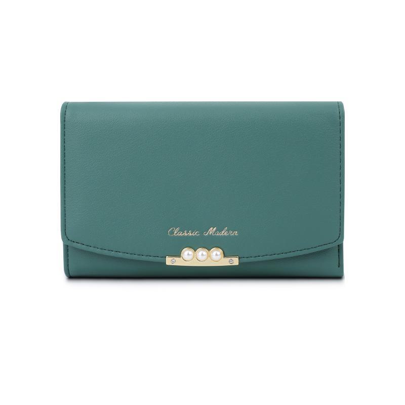 Tailian Multi-Card Slot PU Leather Pearl Wallet - Elegant Ladies' Purse