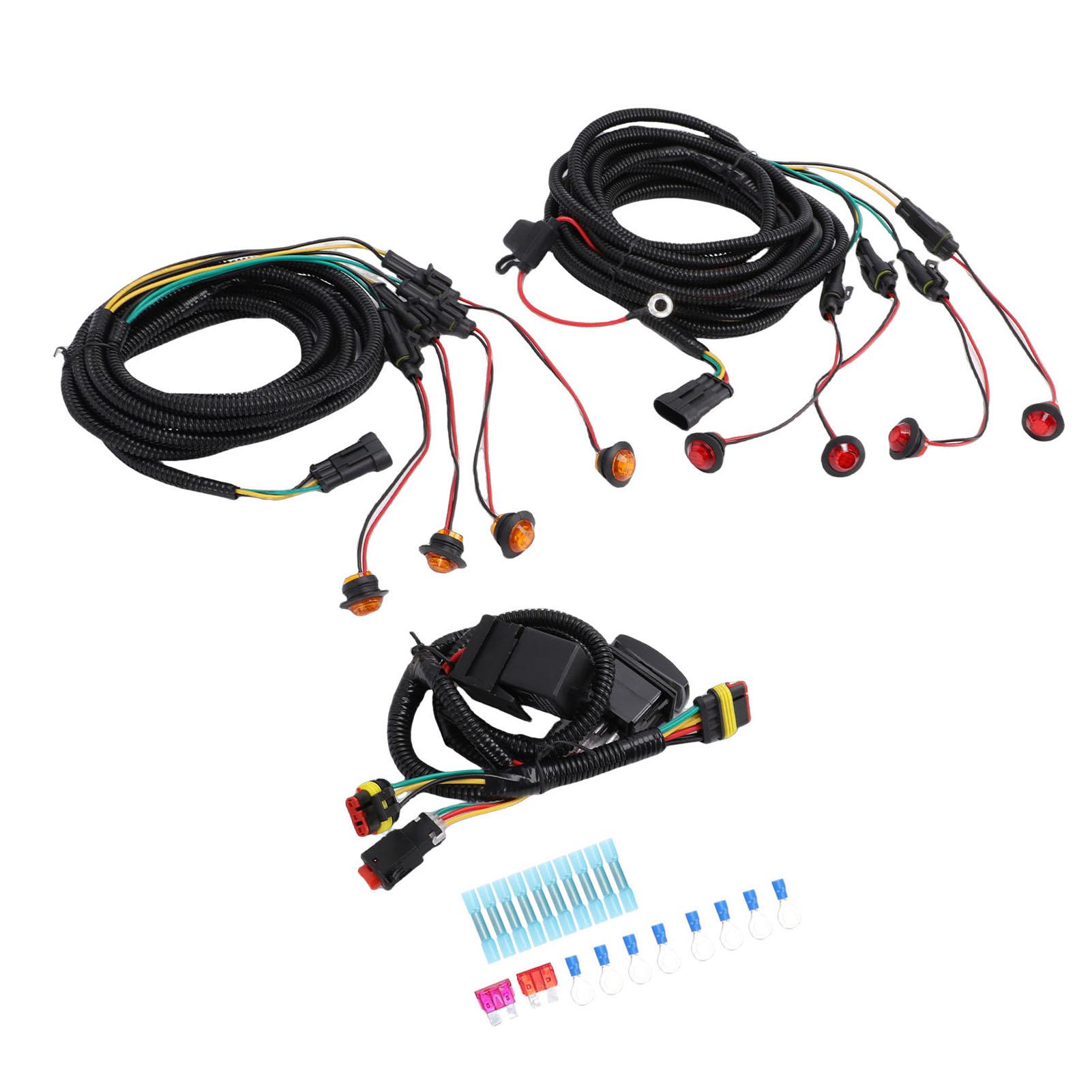 ATV UTV Turn Signal Wiring Harness Kit Green Turn Signal 8 LED Signal Lights Emergency Flasher for Off Road Adventure ABS Iron PVC Construction