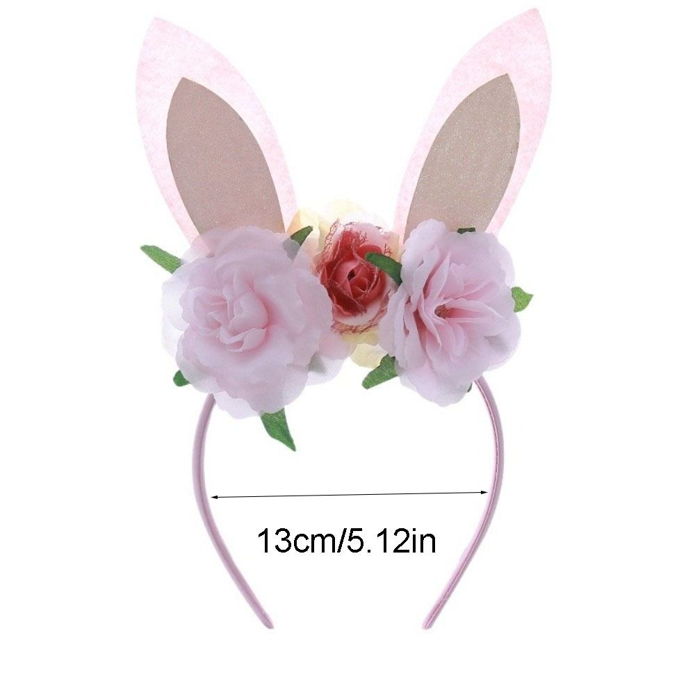 Floral Decoration Rabbit Ears Headbands Colorful Non-slip Cosplay Headbands Headwear Shiny Happy Easter Headdress Party Supplies