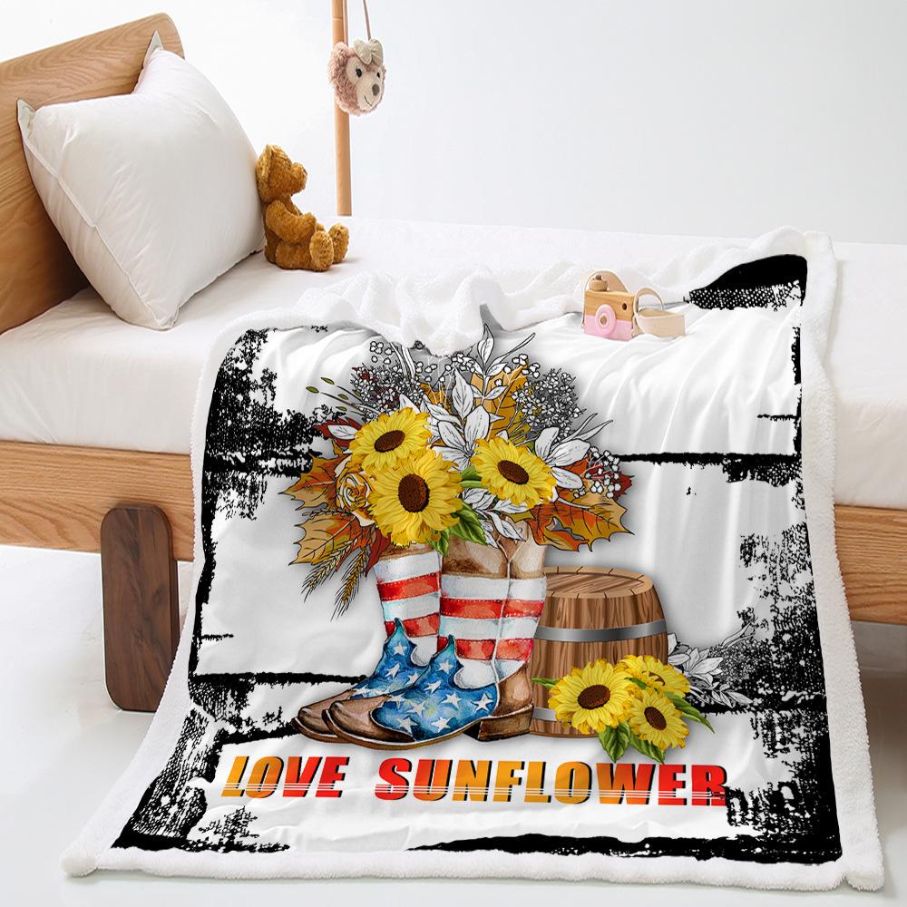 Sunflower 2D Digital Printed Lamb Fleece Blanket Thickened Crystal Fleece Blanket