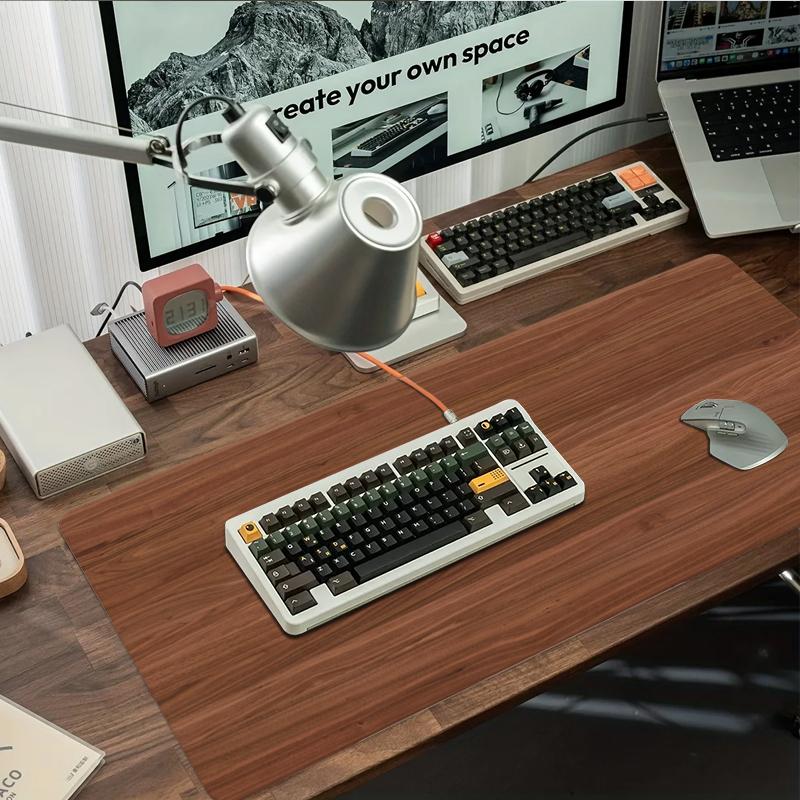 Mouse Pad Desk Pad Extended Mouse Mat Wood Grain Large Computer Keyboard Desk Mat Desk Pad with Non-Slip Base and Stitched Edge