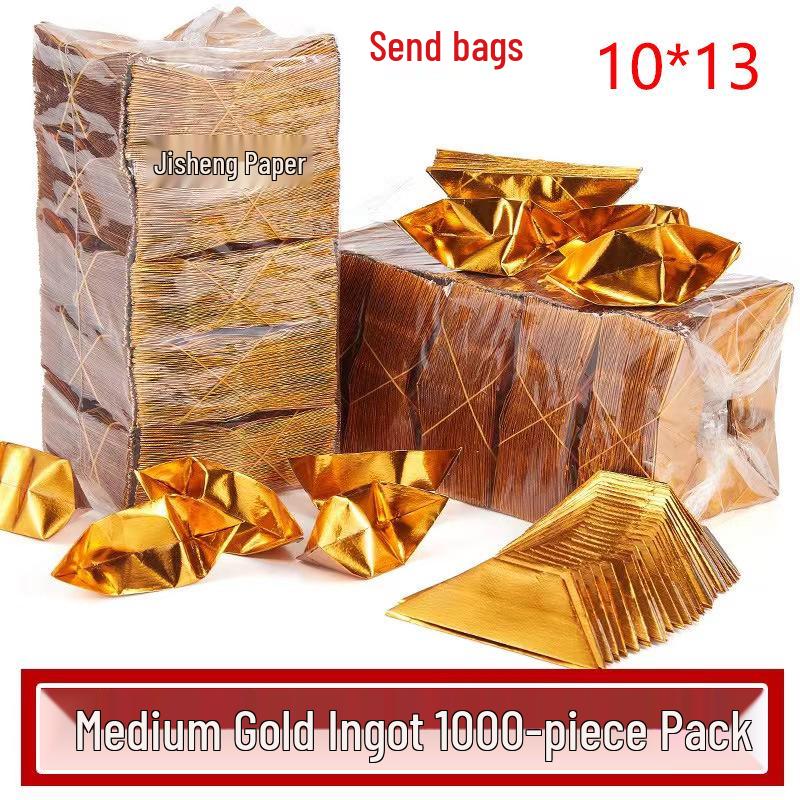 Handmade Semi-Finished Origami Yuanbao - 1000 Pieces in Gold and Silver with Cut Corners (No Folding Required)
