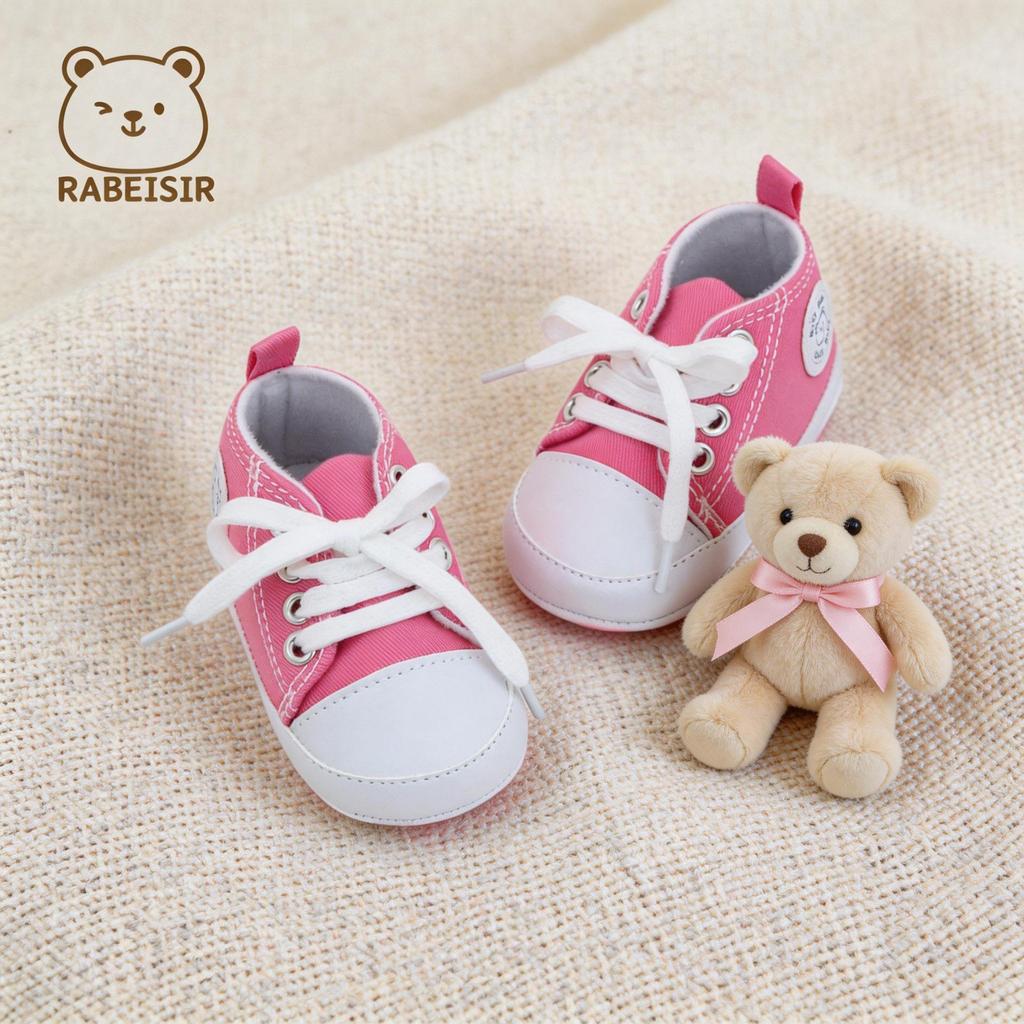 Popular Infant Canvas Pre-Walker Shoes - Soft, Non-slip, Comfortable Lace-up Design.