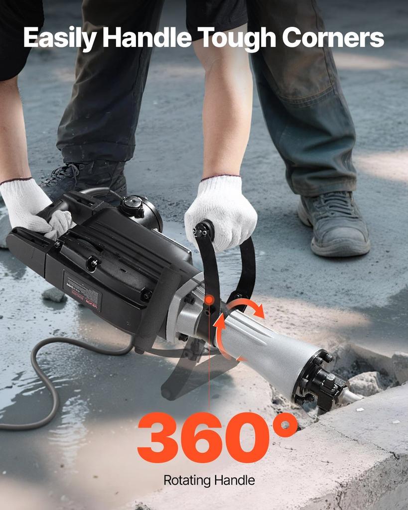 Demolition Jack Hammer, 2800 W Powerful Electric Jackhammer, 1200 BPM Concrete Breaker with a Point Chisel, a Flat Chisel, Carrying Case, Gloves, for
