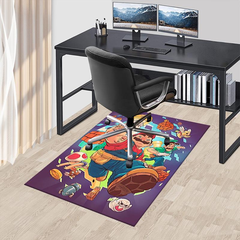 

1pc Mario and Luigi Office Chair Mat Anime Cartoon Design, Non Slip Carpet for Home Decor, Suitable for All Seasons 60cm by 90cm