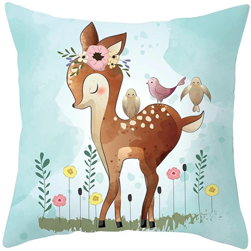 Cute Animals Printing Throw Pillow Case Home Decor for Sofa Bedroom Polyester Cushion cover Designer Funda Cojines x