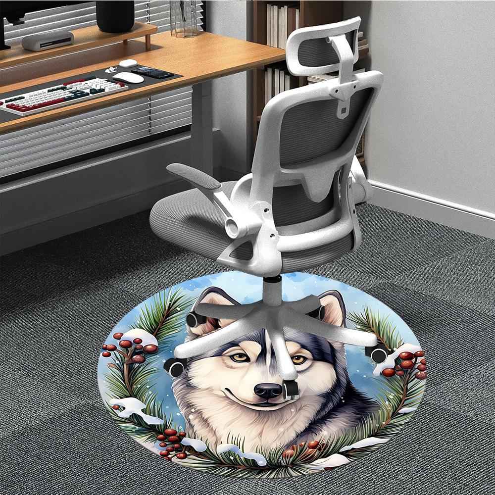 

1pc Winter Wolf Chair Carpet for Office, Non-slip, Soft and Durable Office Rug for Decoration, Perfect for Office yy260325093 80cm by 80cm