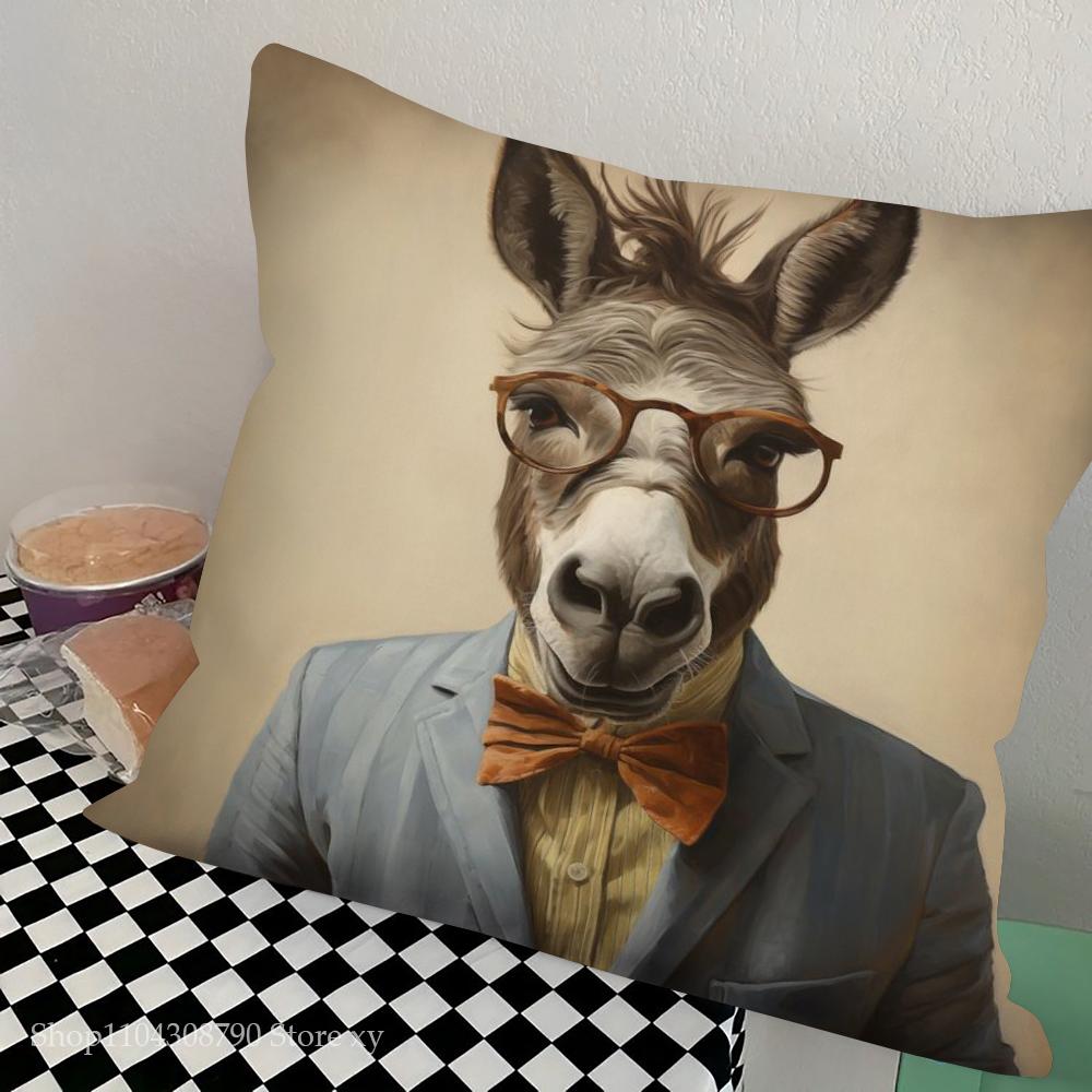 1 Stück Abstrakt Lustiges Tier Esel Kissenbezug Quadrat Schlafzimmer Sofa Freizeit Komfort Kissen Auto Wohnzimmer Heimdekoration