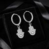 Boucles d'oreilles Zircon Vintage Acier Inoxydable Français Élégant Octagramme Main de Fatima Pendentif Boucles d'oreilles Boucles d'oreilles