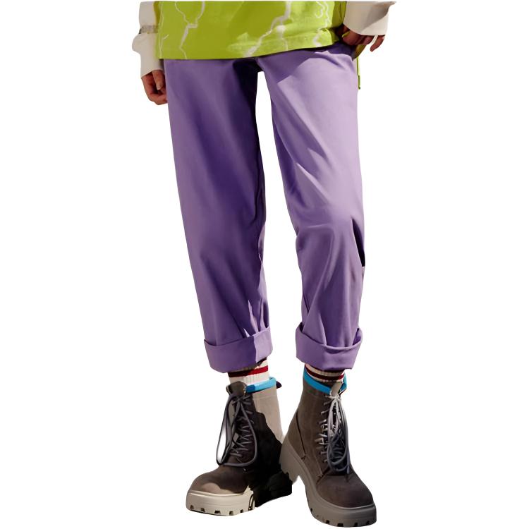 New Era Solid Color Abstract Pattern Printed Straight Leg Casual Pants Unisex Bottoms Purple 13354097