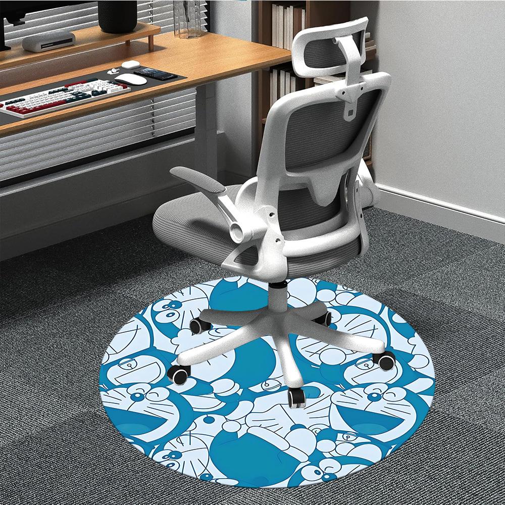

1pc Doraemon Pattern Office Round Area Rug, Indoor Mat Suitable For Office,Bedroom Living Room Home Decor, Room Deco a0926113 80cm by 80cm