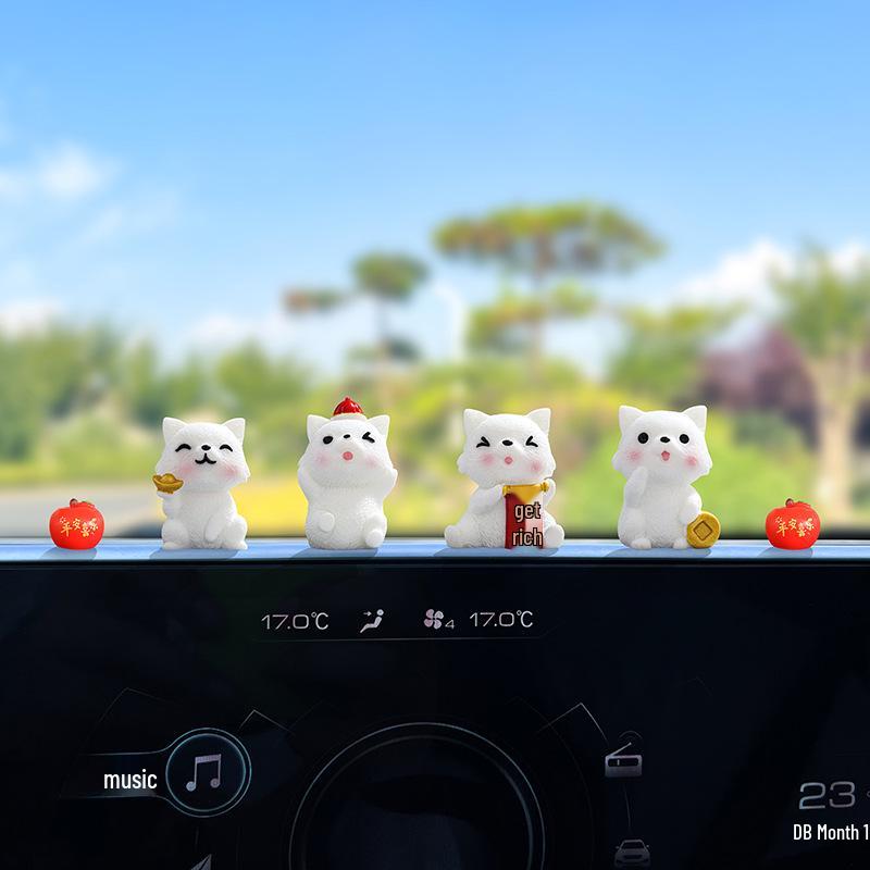 Charming Fortune Puppy Car Dashboard Ornament - Cute Interior Decoration Accessory