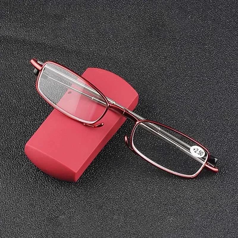 Folding Reading Glasses for Women Small Frame Metal Glasses with Original Box Portable Black Men Farsighted Glasses +1.0 To +4.0