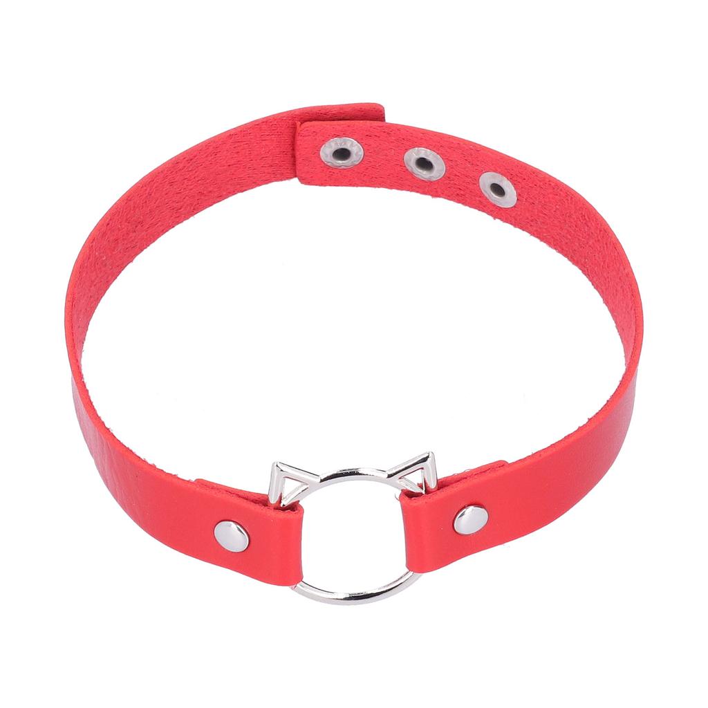 Adjustable PU Leather Choker Punk Gothic Choker Halloween Costume Accessory for Women GirlsRed
