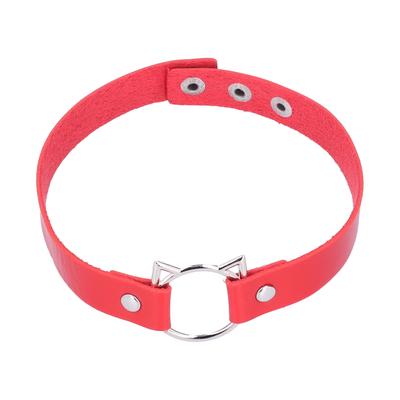 Adjustable PU Leather Choker Punk Gothic Choker Halloween Costume Accessory for Women GirlsRed