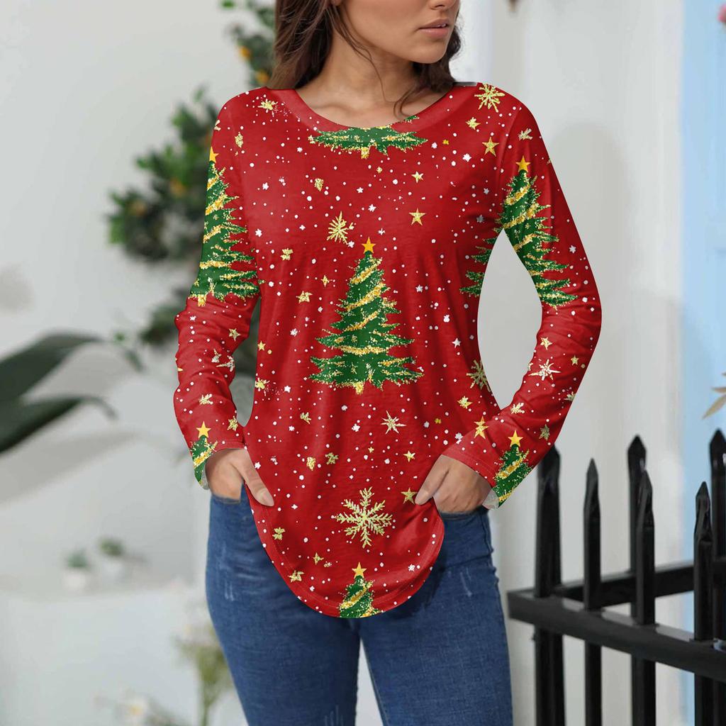 Tee Shirts For Women Fall Casual Long Sleeve Shirts Sweatshirt Vintage Graphic Printing Top Pullover Valentine's Day