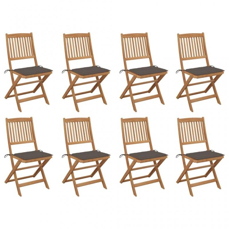 Day and Night - Day and Night Folding Garden Chairs 8 Units and Cushions Solid Acacia Wood