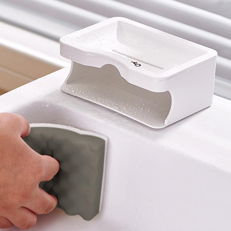 

BDO Japanese Sle Thiened Plastic Soap Di with Sponge Double Layer Simple Soap Holder Batoom White Soap Box Drainage