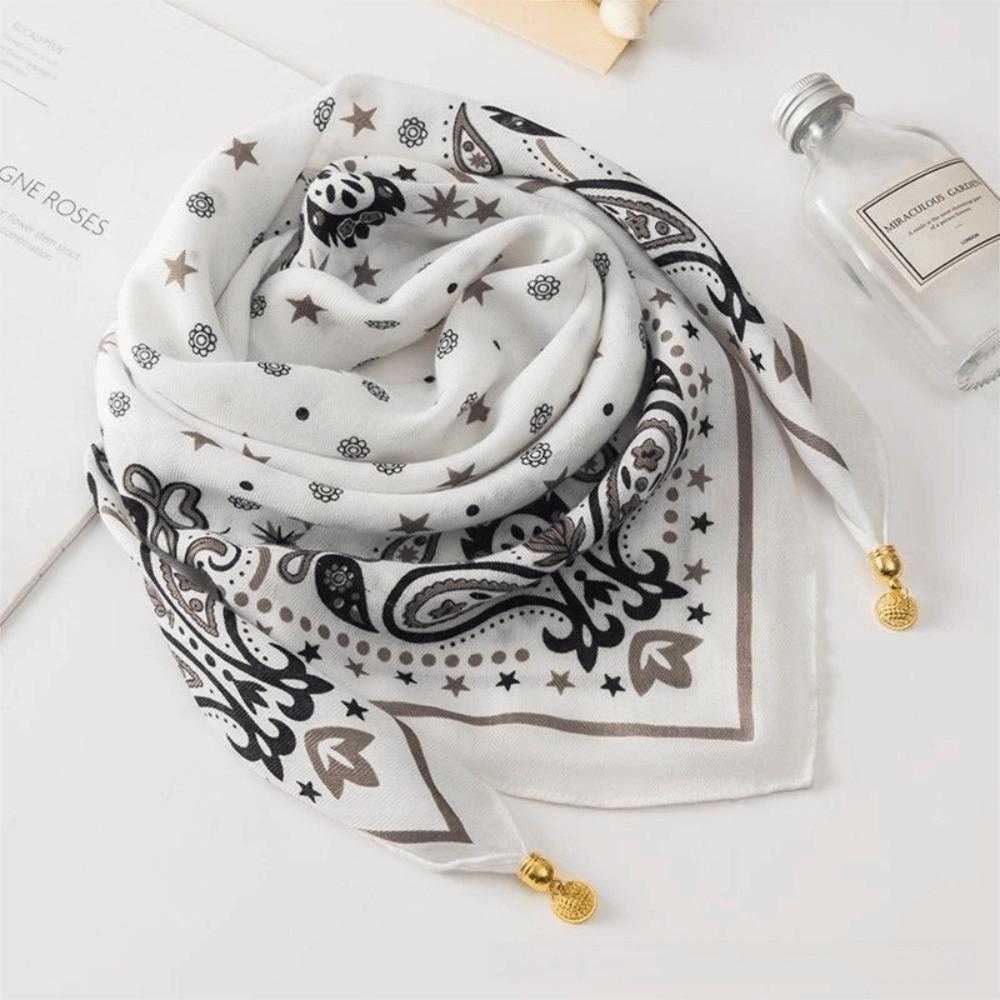 

Neck Protection Soft Cotton Magnetic Scarf 65x65cm Floral Print Square Scarf Magnetic Buckle Waist Scarf Women Fashion