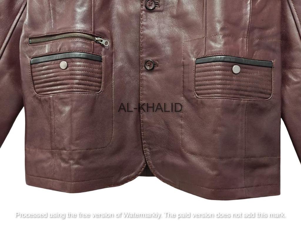 AL KHALID Real Soft Men Brown Leather Blazer Pure Lambskin Soft TWO BUTTON Coat