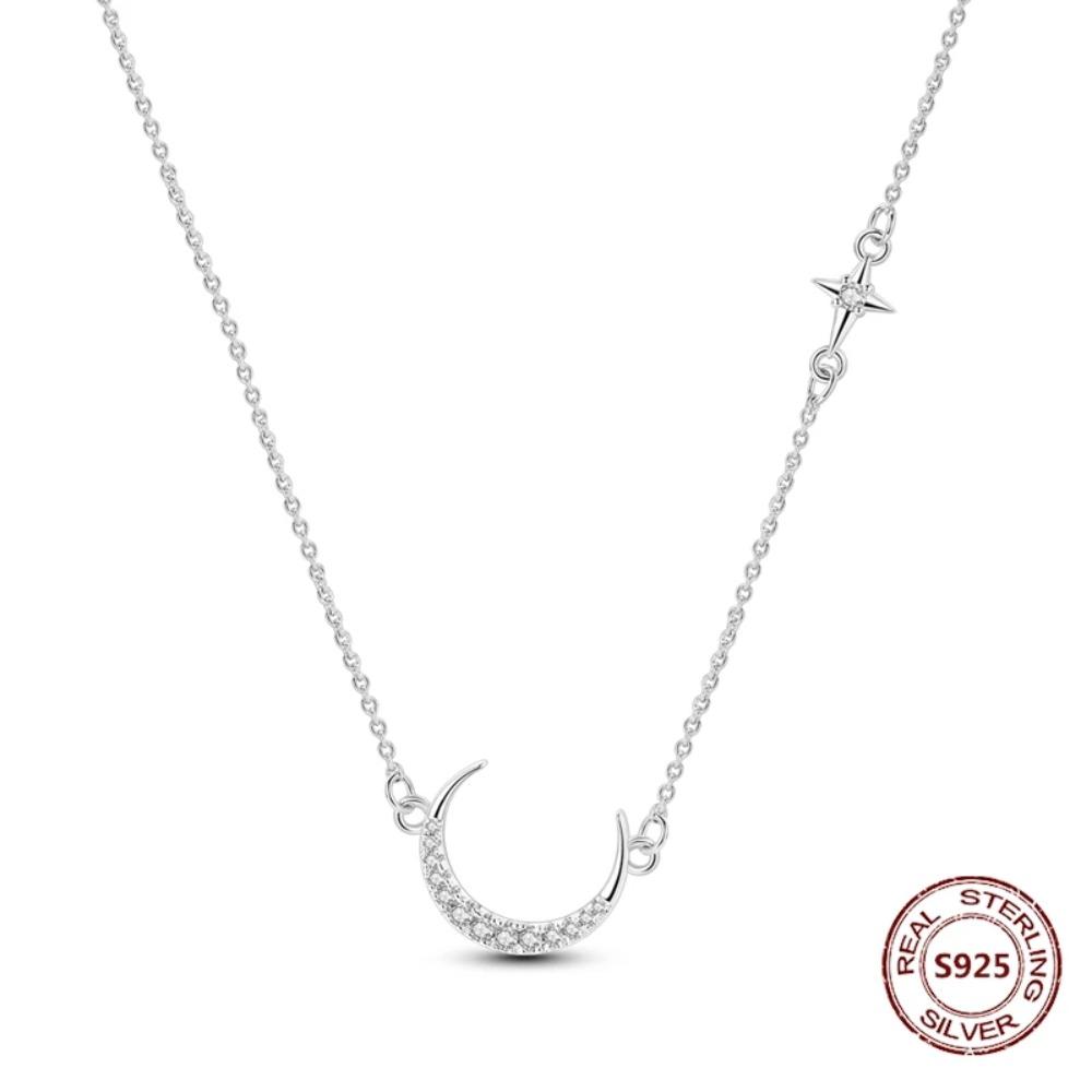 925 Silver Lucky Unicorn Necklace with Butterfly Firefly Bear Paw Print Zircon Chain Link Heart Jewelry for Women
