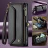 CaseMe (C36) Crossbody Wallet Case For iPhone 13 14 15 16 Pro Max Zipper Wrise Multi-functional Flip PU Leather Card Slots Holder Cover Protector