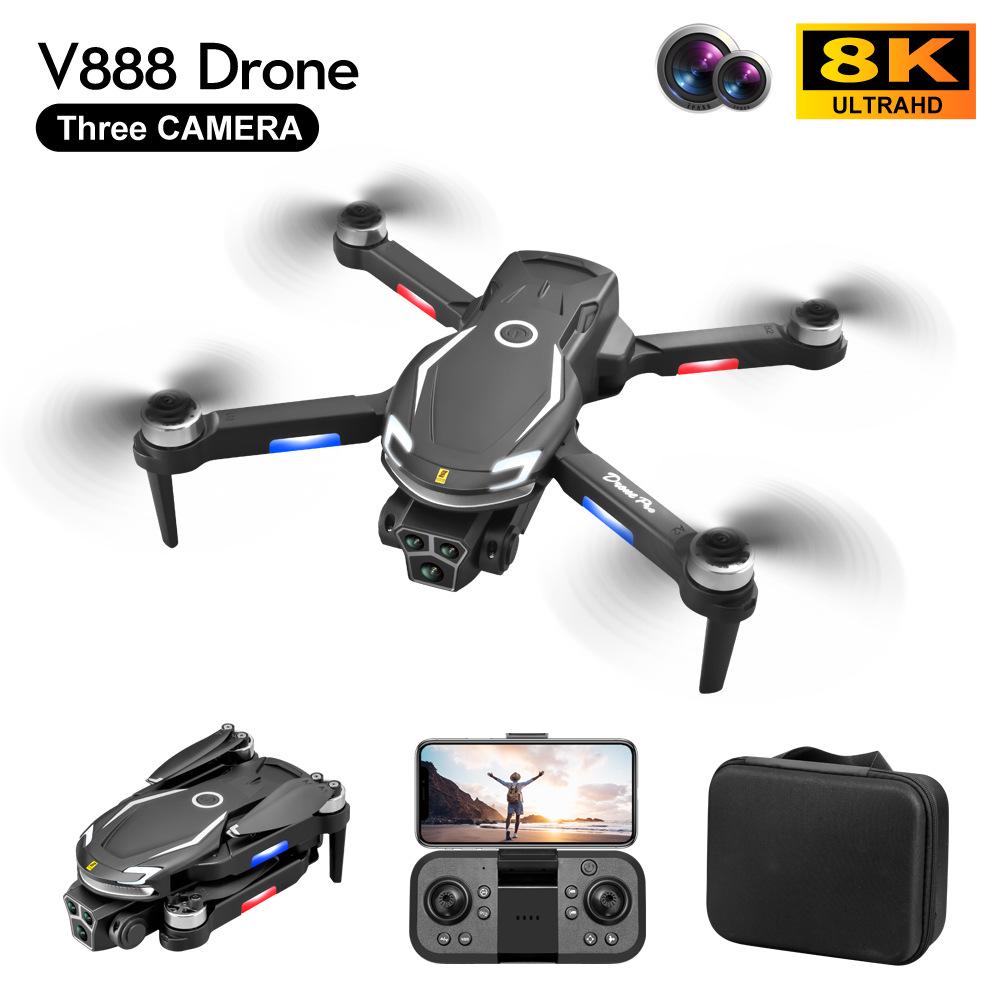 V888 Drone: 8K HD Aerial Photography with 3 Cameras, Long Battery Life, and Brushless Motor Remote Control.