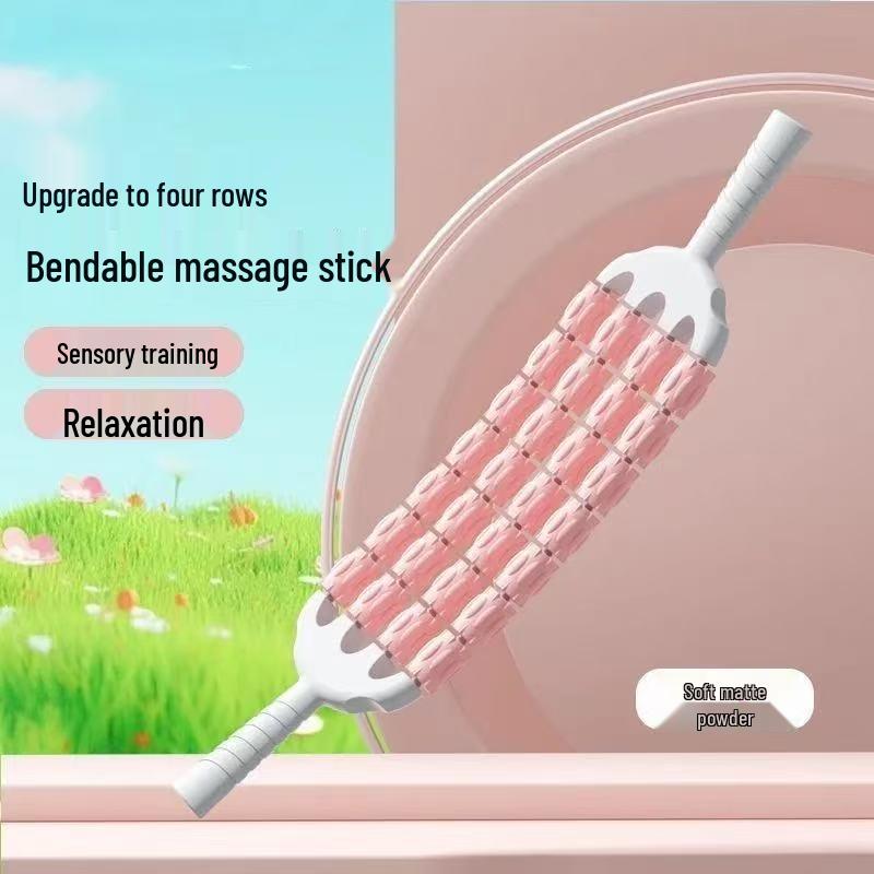 Vierreihiger 32-Räder Biegsamer Massagestab: Wolfszahn-Design zur Entspannung der Beinmuskulatur von Kindern und für Yoga-Training