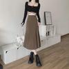 Schwarzer High-Waist-Fischschwanzrock für Damen – Slim Fit, mittellang, birnenförmig, Frühling & Herbst 2024.