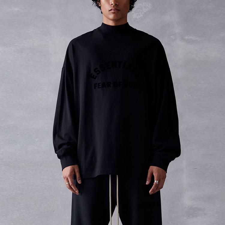 Fear of God Essentials Summer 2023 New Release Essentials Core Single Letter Print Crew Neck Long Sleeve T-Shirt Men Tops Jet-Black 125SP232016F
