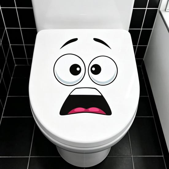 Rental Friendly Bathroom Decor Funny Big Mouth Meme Toilet Stickers, Self-Adhesive Toilets Cover Lid Vinyl Humorous Renovation Stickers Decals,