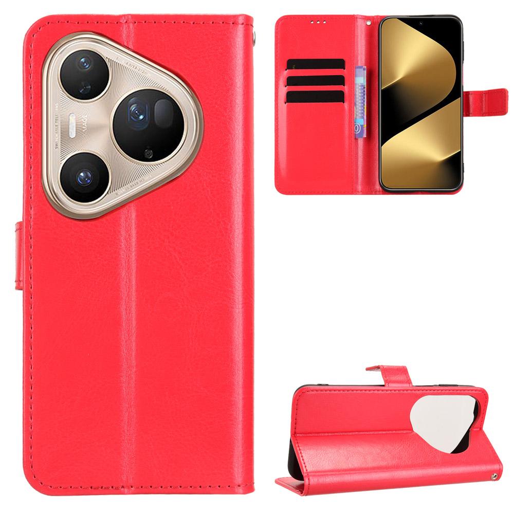 

Для Huawei Pura 80 Pro+/Huawei Pura 80 Pro Чехол из ПУ кожи с ремешком Текстура «Crazy Horse» Чехол-кошелек для телефона Red