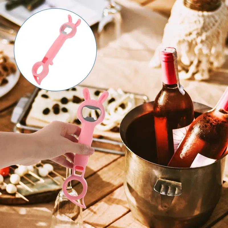 Cute Cartoon Multi Functional Can Opener Kitchen Tool for Beer Whiskey Bottle Caps Jar Lid Opener Stainless Steel PP Ergonomic