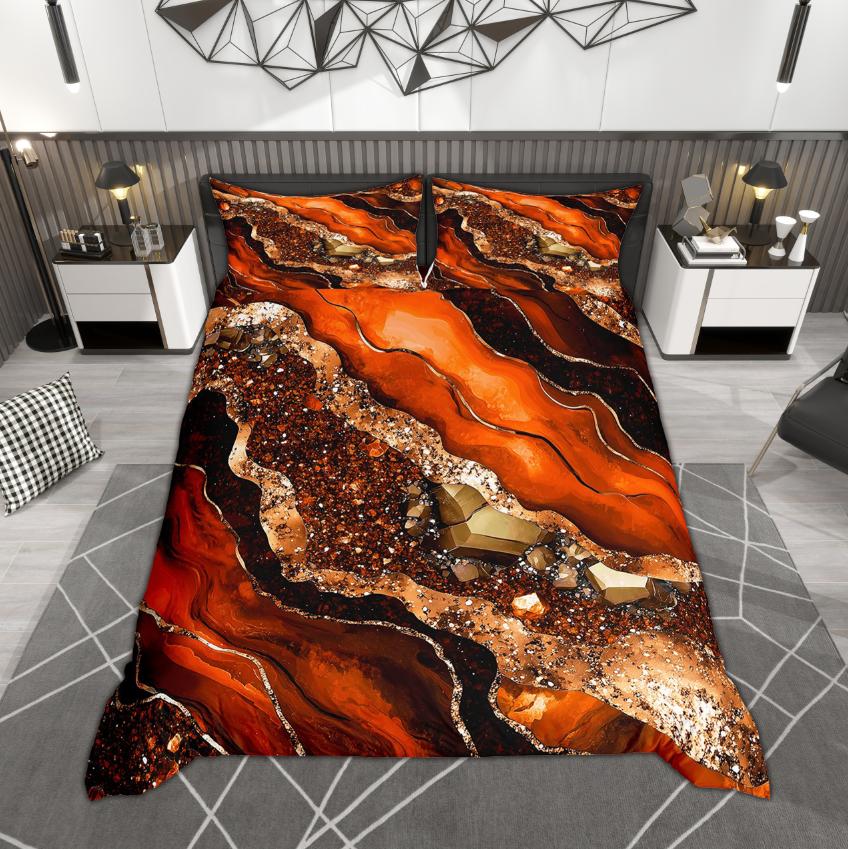 Comforter Homewish Chic Marble Gold Metallic Bedding Set Abstract Watercolor Art Bed Set Room Decor