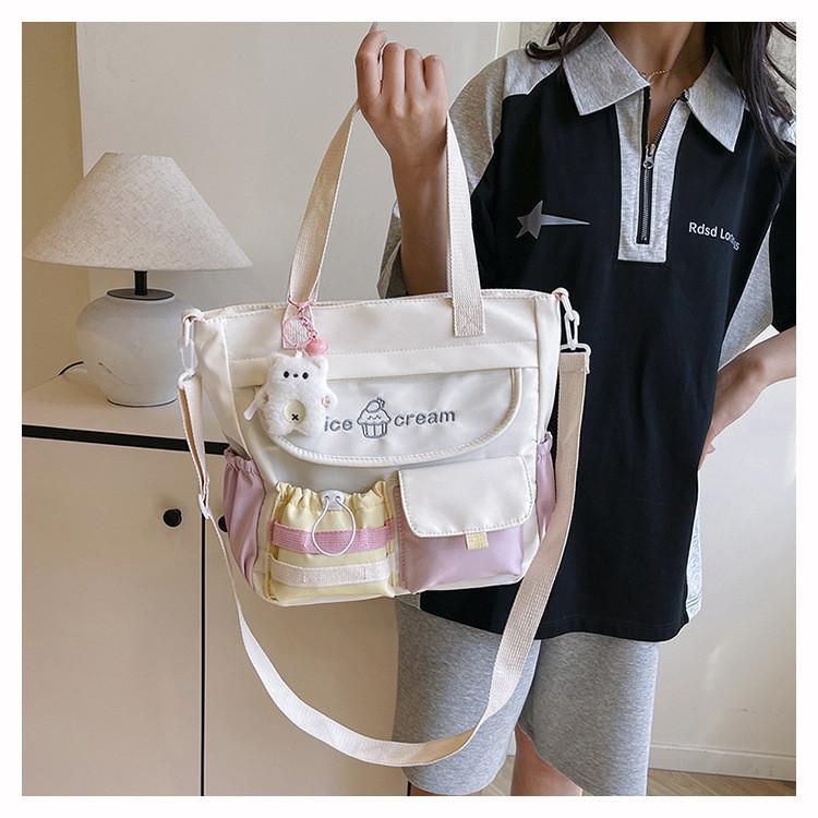 Nylon Tote Bag For Women With Zipper Closure For Casual Travel And School
