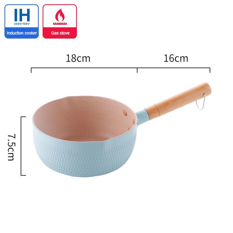 

1pc Blue/Green/White Non Stick Pan Milk Pot Baby Food Pot Snow Pan Frying And Boiling Integrated Induction Cooker Gas Universal