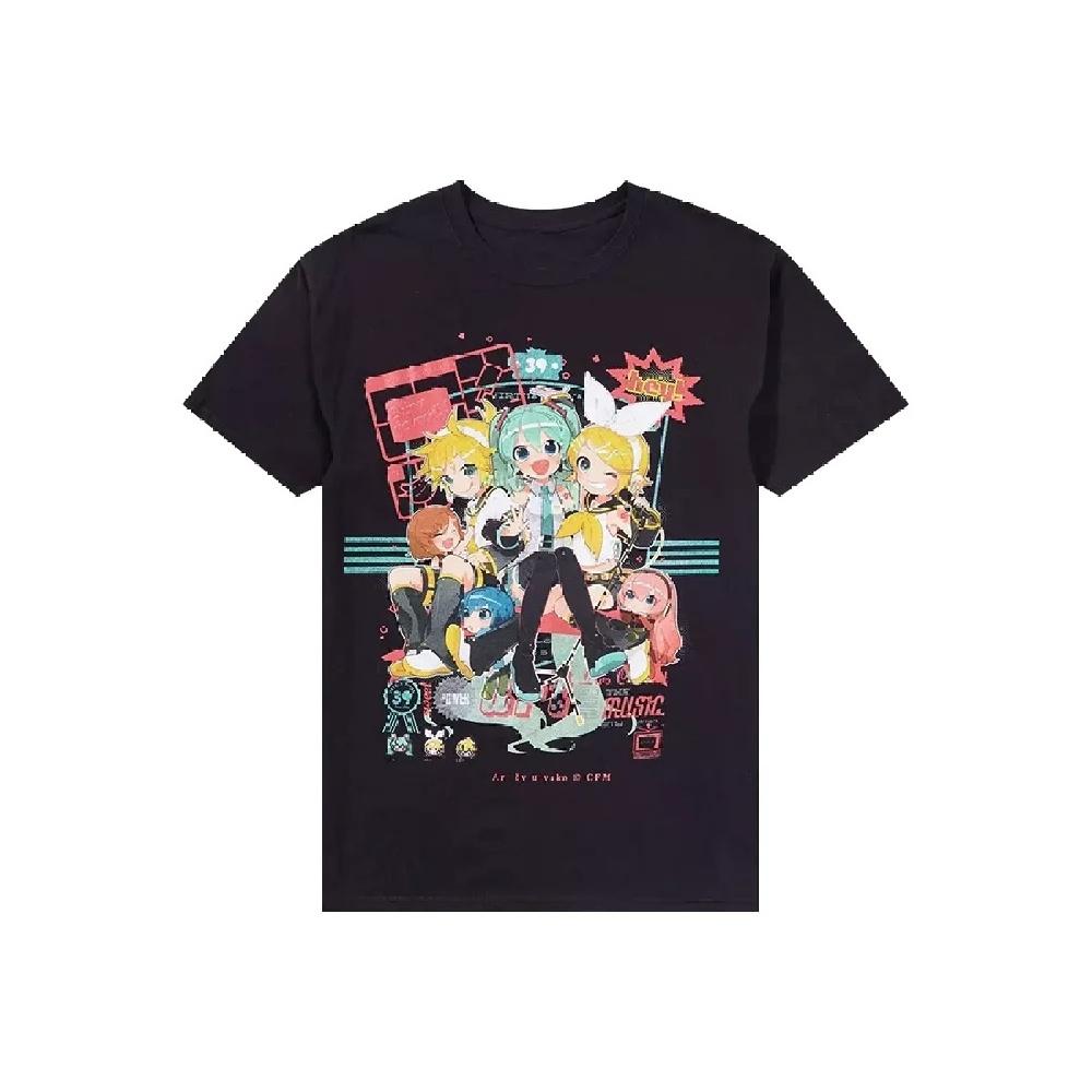 

25 Новая Мода Популярная Футболка Унисекс С Круглым Вырезом С Коротким Рукавом Футболка Хацунэ Мику Фольга Jumbo Принт Футболка4 XXXXXL чёрный