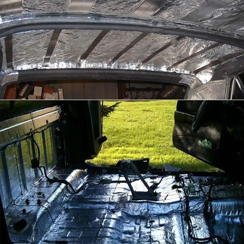 Car Sound Deadener Mat Noise Bonnet Insulation Deadening for Hood Engine Sticker Aluminum fiber, Sound-absorbing cotton
