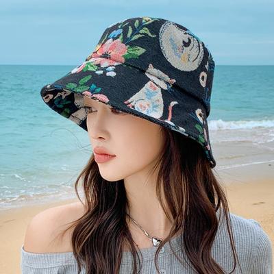 Fashion Retro Fisherman Hat Ladies Outdoor Cloth Basin Hat Trendy Face Owl Sun Hat