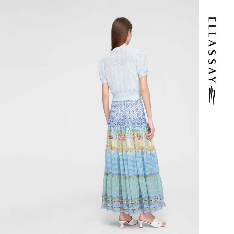 ELLASSAY French Romantic Print Midi Skirt